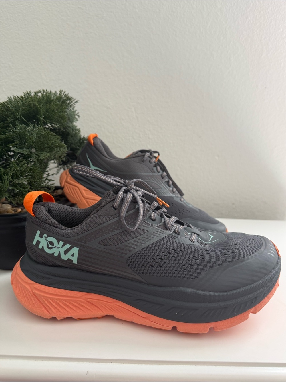Hoka atr 6 women size 8 Gray  Athletic Shoes with Orange